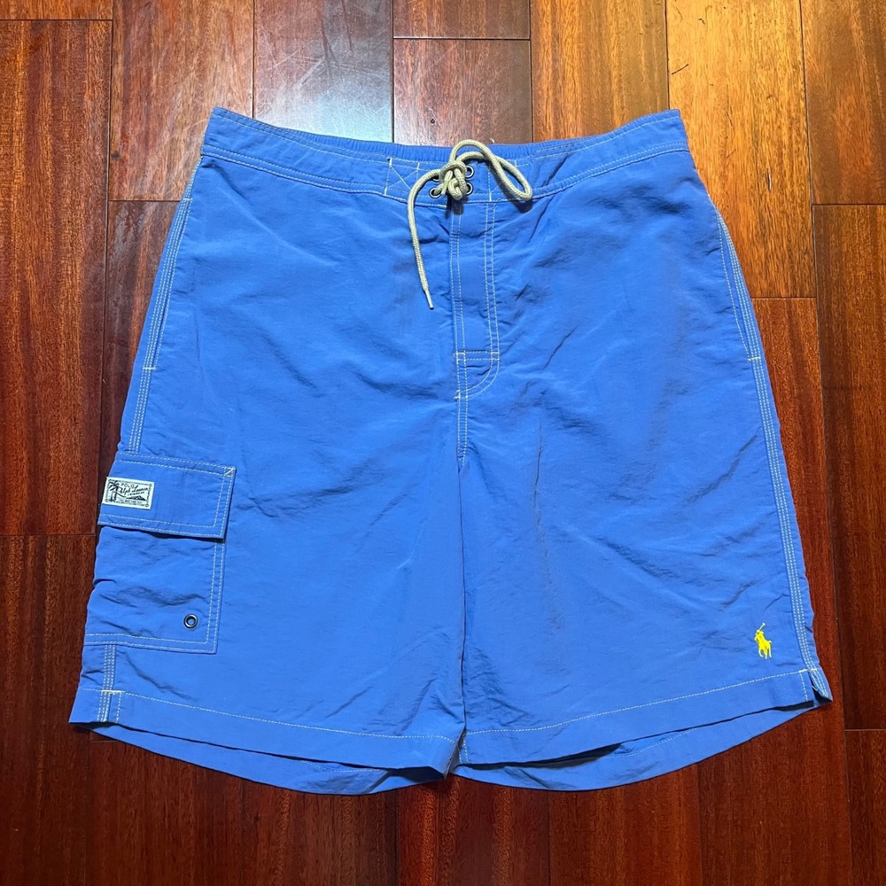 Polo Ralph Lauren Swim Trunks Mens M Cargo Pocket Blue Board Shorts